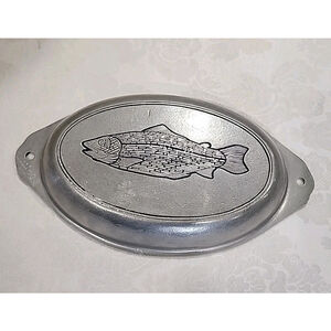 Wilton Armetale Fish Platter Pewter Large Oval Handled 14" Silver Vintage